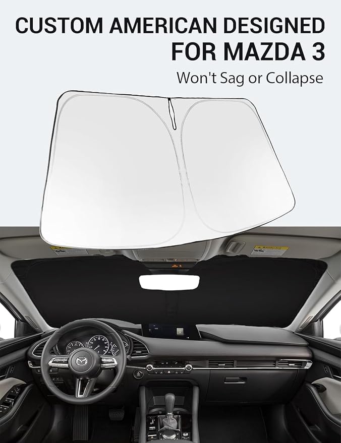 Proadsy 2026 Upgrade Windshield Sun Shade Custom Fit Mazda 3 2019-2025 2026 - Image 2