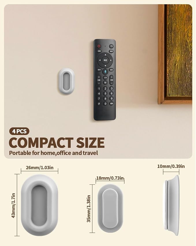 4 Pack Strong Magnetic Remote Control Holder, Self-Adhesive Silicone Remote - Image 2