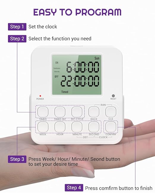 NEARPOW Digital Timer Outlet, Infinite Interval Repeat Cycle Timer Plug - Image 2