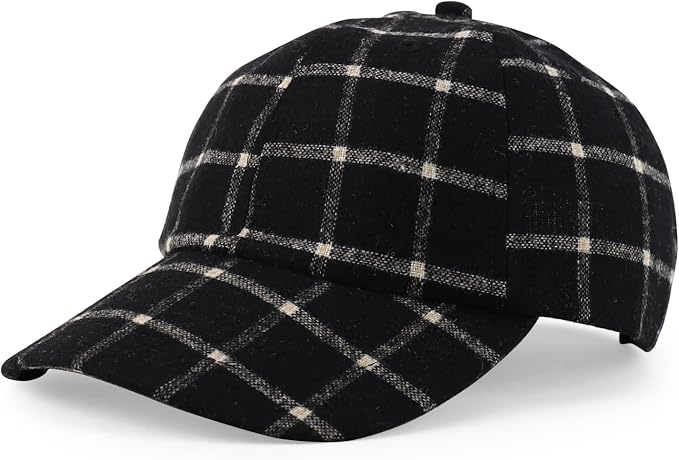 Trendy Apparel Shop Plaid Checker Wool Blend Unstructured Baseball Cap by TrendyApparel