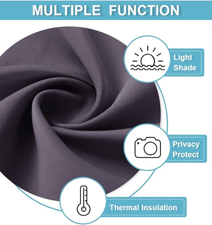RYB HOME Short Greyish Purple Blackout Curtains for Small Bedroom Window, Insulating UV Blocking Drapes for Kitchen Cafe Basement, Privacy Tiers for Bathroom Window, Width 42 by Length 36, Set of 2
