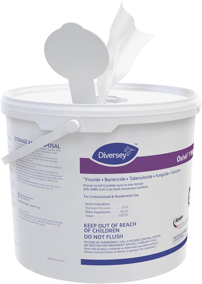 Oxivir Diversey 1 Disinfectant Wipes, AHP Hydrogen Peroxide Cleaner, XLarge - Image 2