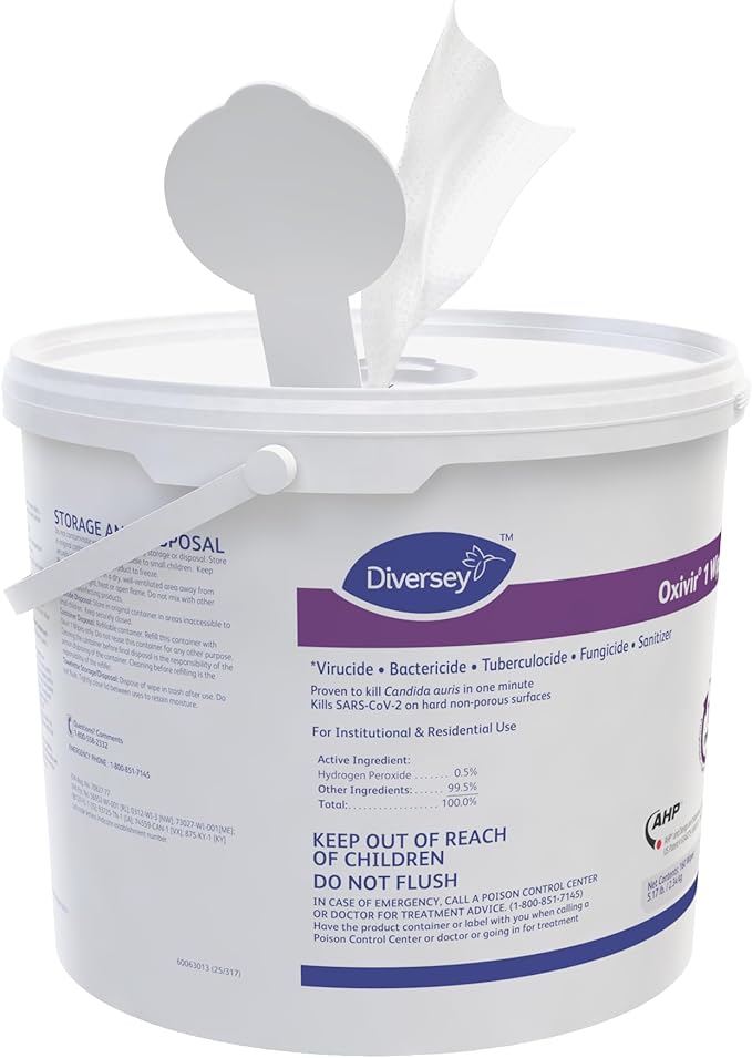 Oxivir Diversey 1 Disinfectant Wipes, AHP Hydrogen Peroxide Cleaner, XLarge - Image 3