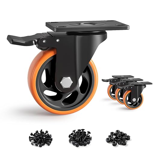 4 Inch Heavy Duty Caster Wheels, Industrial Casters Set of 4 Load 1600lbs by ANDUTEES