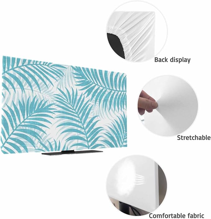 Summer Palm Leaf Blue Indoor TV Cover, Elastic TV Screen Protector Forest - Image 7