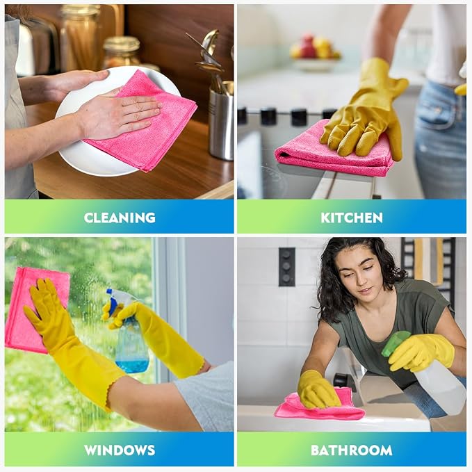 HOMEXCEL Pink Microfiber Cleaning Cloth 12 Pack, 12.5 x 12.5 inch Microfiber - Image 6