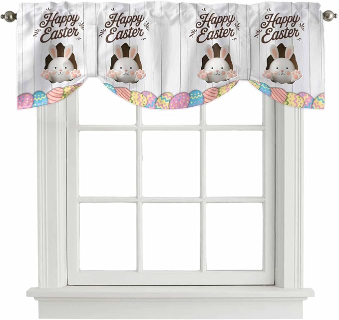 Grey Easter Tie Up Valance Curtains by Unknown