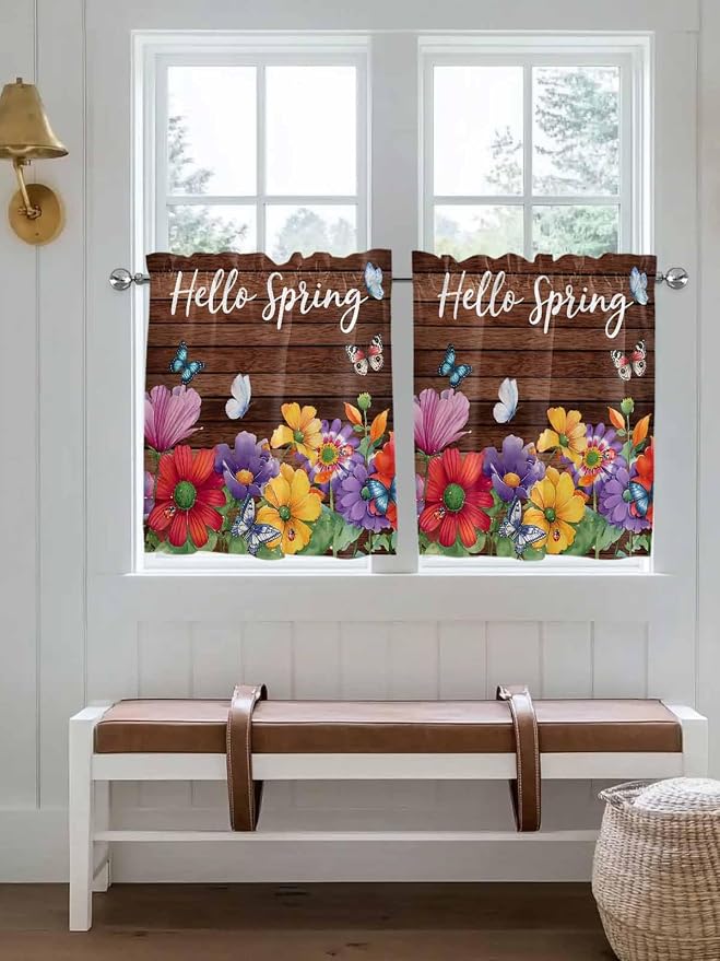 Spring Flowers Half Window Curtains 24 Inches Long, Watercolor Farmhouse - Image 4