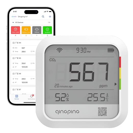 Qingping CO2 Monitor Thermometer Hygrometer, Remote Monitoring via Qingping IoT by Qingping