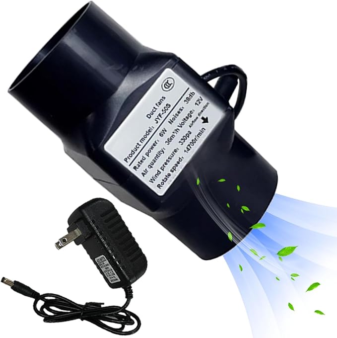 2 Inch Inline Duct Fan 12V 6W HVAC Exhaust Ventilation Fan 22 Cfm Low Noise by Unknown