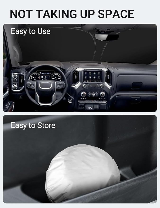 Proadsy 2026 Upgrade Windshield Sun Shade Custom Fit GMC Sierra 2019-2026 - Image 9