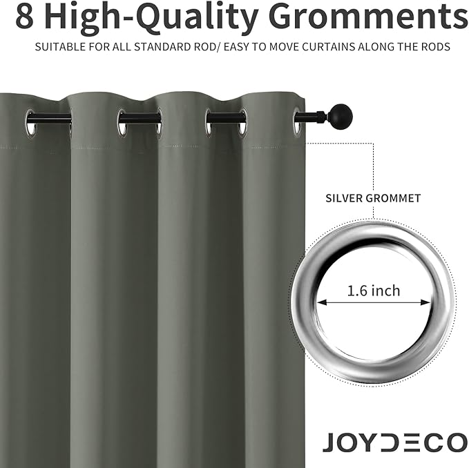 Joydeco Blackout Curtains 95 Inch Length 2 Panels Set, Thermal Insulated Long Curtains& Drapes 2 Burg, Room Darkening Grommet Drapes for Bedroom Living Room Window (Sage Green, W52 x L95 Inch)