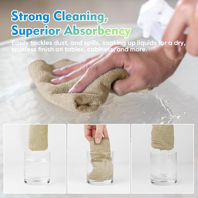 HOMEXCEL Brown Microfiber Cleaning Cloth 6 Pack 12.5 x 12.5 inch Microfiber - Image 5