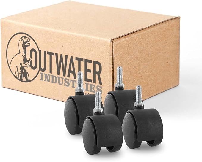 2" Wheel Diameter | Black Nylon Swivel Hooded Samson Twin Wheel Caster | 3/8-16 by OutwaterIndustries