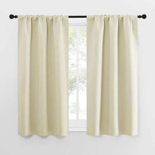 NICETOWN Kitchen Curtains, Short Blackout Curtains & Drapes, Home Decoration Privacy Thermal Insulated Curtains for Unicorn Theam Room (Beige, 34" Wide, 54" Long, 2 PCs)