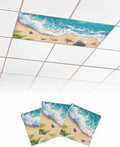 Ocean 3 Pcs Fluorescent Light Covers, Sandy Beach Marine Wave Seashell Magnetic by Gsypo