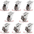 8Pcs 1.5 Inch Low Profile Swivel Casters Wheels, Small Heavy Duty Rubber by ZUOFANG
