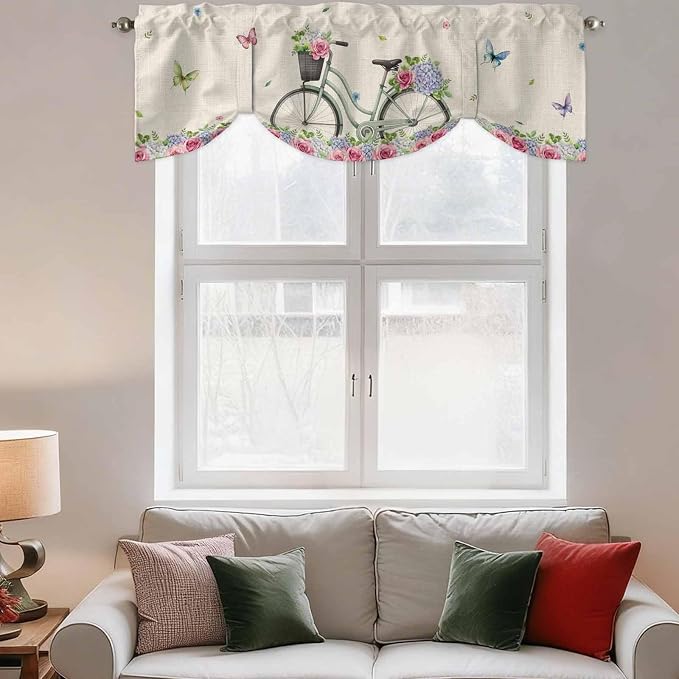 Farmhouse Spring Tie Up Valance Curtains - Image 3