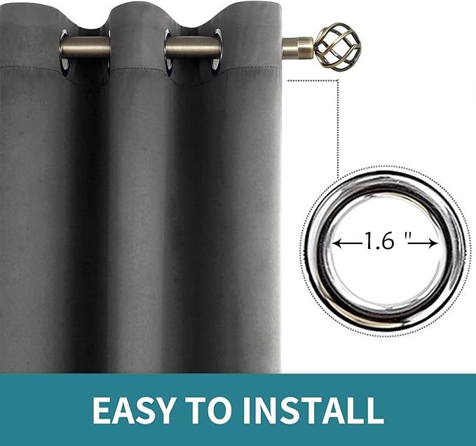BGment Blackout Curtains - Grommet Thermal Insulated Room Darkening Bedroom and Living Room Curtain, Set of 2 Panels (52 x 84 Inch, Dark Grey)