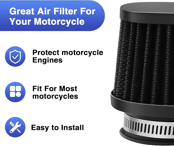 2PCS Motorcycle Air Filter Universal 38MM Replacement Engine Filter High - Image 5