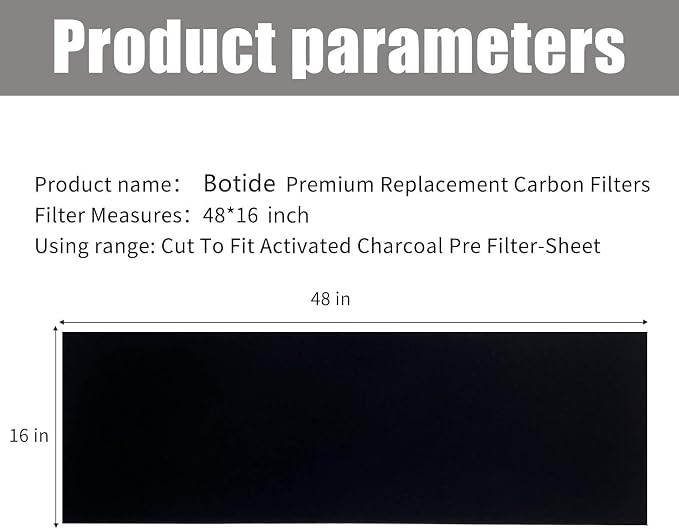 48 x 16 Inch Cut-to-Fit Activated Carbon Fabric Filter Sheet Charcoal Air Vent - Image 2