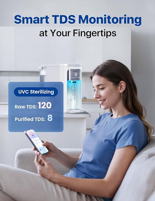 NOVETE Smart Reverse Osmosis Water Filter Countertop, UV 8-Stage RO Water - Image 2
