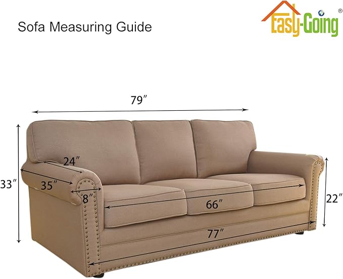 Easy-Going Stretch Sofa Slipcover 1-Piece Sofa Cover Furniture Protector Couch Soft with Elastic Bottom for Kids, Polyester Spandex Jacquard Fabric Small Checks (Sofa, Golden)