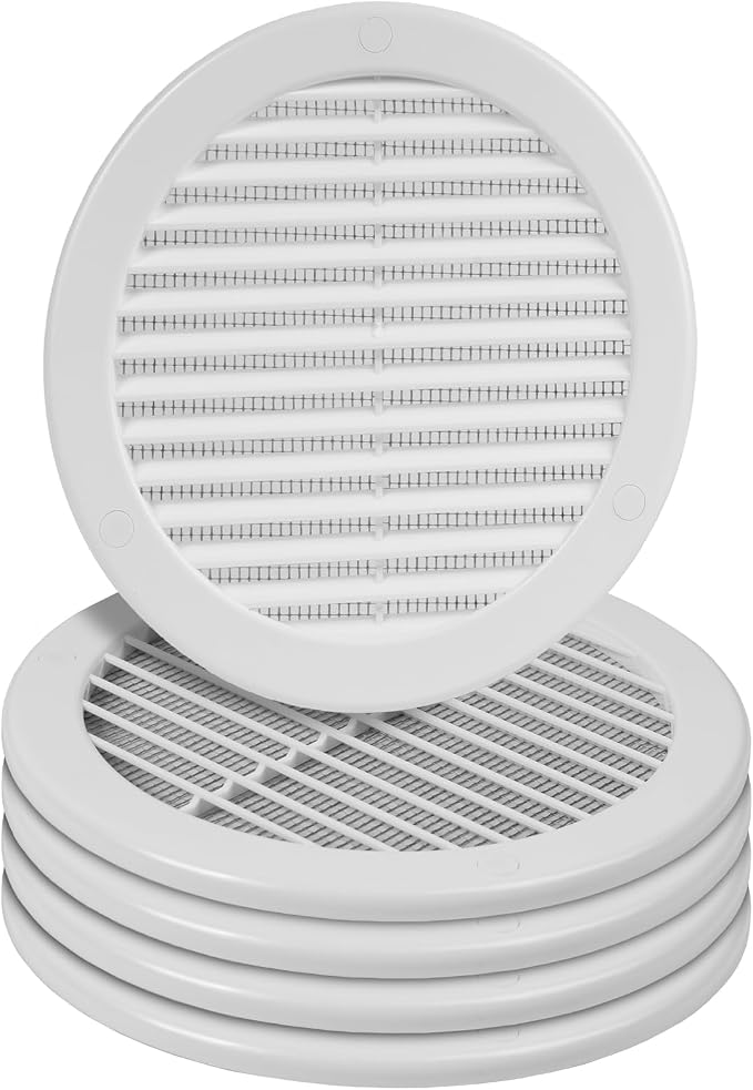 5-Pack 6" Round Air Vent Cover – White Plastic Soffit Air Vent Deflector by HVACOV