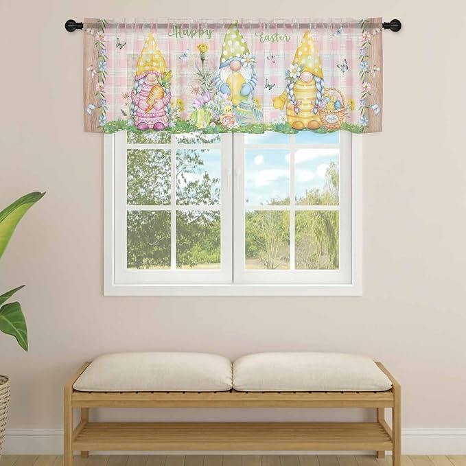 Happy Easter Sheer Valances for Windows 54"x18", Light Filtering Kitchen - Image 4