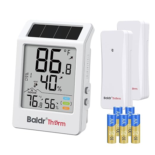BaldrTherm Indoor Outdoor Thermometer Wireless, Digital Temperature Humidity by BaldrTherm