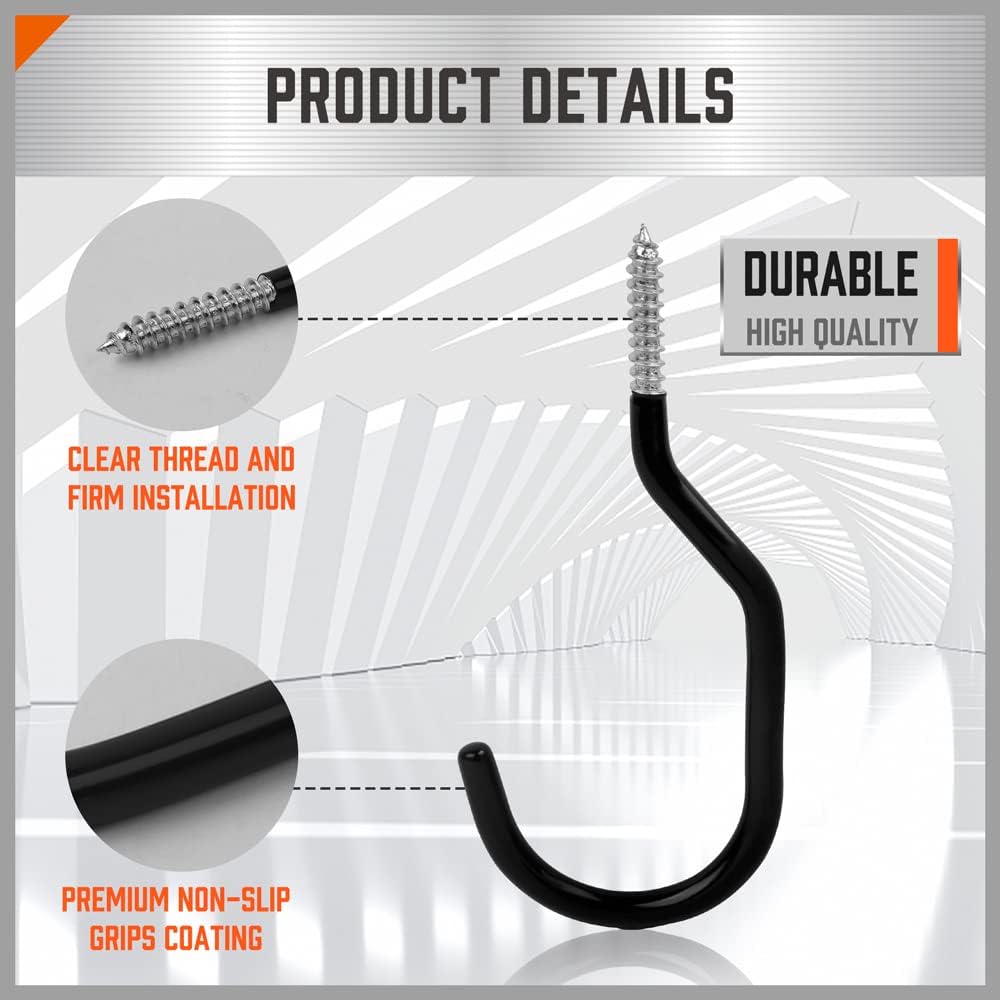HORUSDY 12 Pack Heavy Duty Bike Hooks - 6 Inch, 100LBS Capacity for Garage Wall and Ceiling