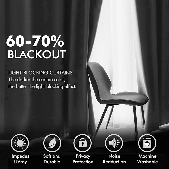 MIULEE 2 Pieces Greyish White Extra Long Velvet Curtains Exquisite & Elegant Grommet Thermal Insulated Soundproof Room Darkening Light Blocking Black Out Drapes for Living Room Bedroom 52 x 108 Inch