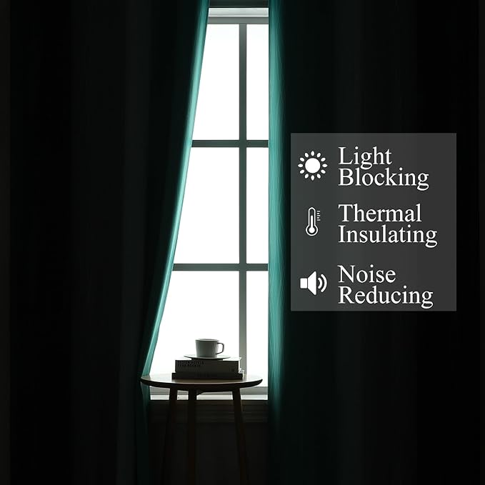 Estelar Textiler Navy Blue and Teal Gradient Blackout Curtains for Bedroom, Thermal Insulated Ombre Blackout Drapes, Full Room Darkening Energy Saving Curtains for Living Room,52Wx84L,2 Panels