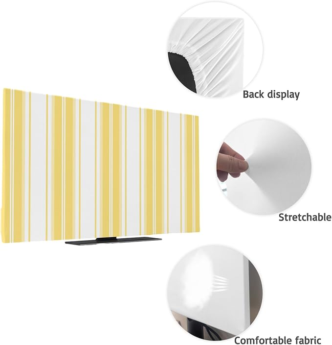 Minimalist Yellow Stripes Indoor TV Cover, Elastic TV Screen Protector Gold - Image 7