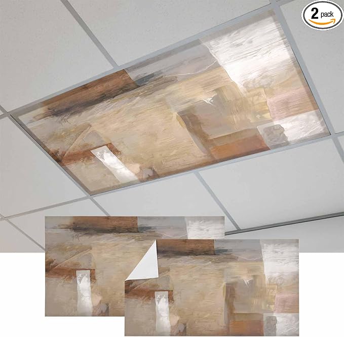 2 Pack Abstract Paint Art Fluorescent Light Covers Retro Brown Scratch Texture by Unknown