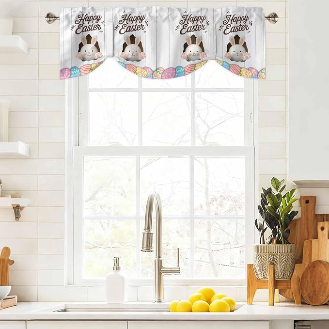 Grey Easter Tie Up Valance Curtains - Image 9