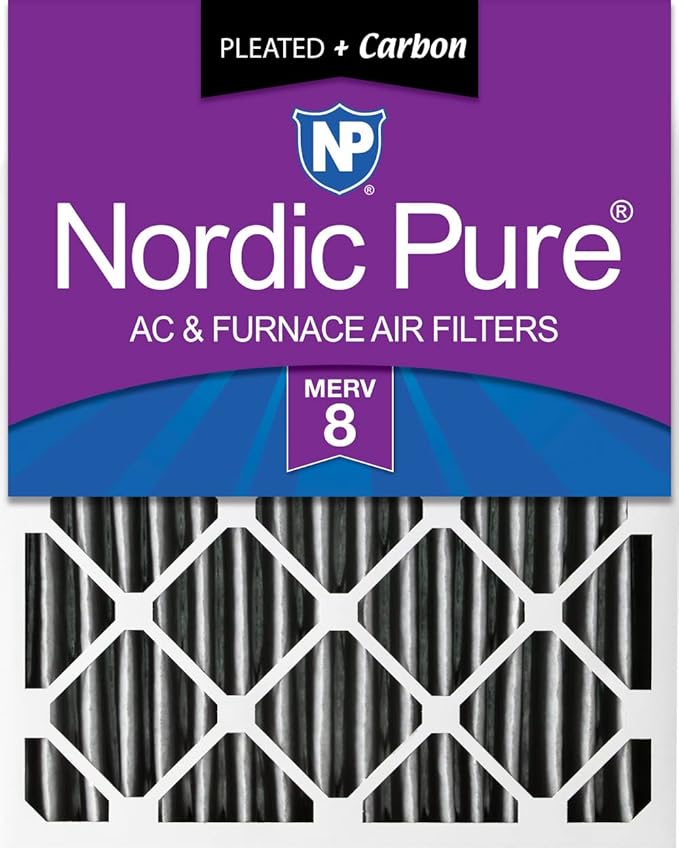 Nordic Pure 20x20x4 Pleated Plus Carbon Air Filters MERV 8 1 Pack by NordicPure
