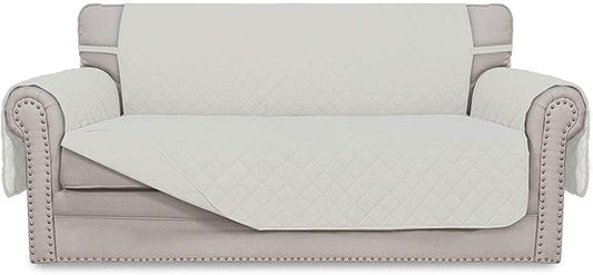 Easy-Going Sofa Slipcover Reversible Loveseat Sofa Cover Couch Cover for 2 Cushion Couch Furniture Protector with Elastic Straps for Pets Kids Dog Cat (Oversized Loveseat, Ivory/Ivory)