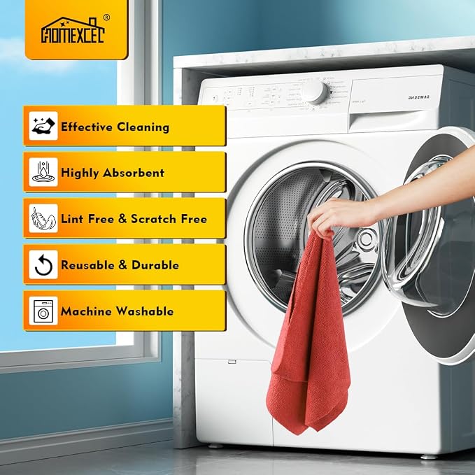 HOMEXCEL Red Microfiber Cleaning Cloths, 200 Pack Microfiber Towels - Image 5