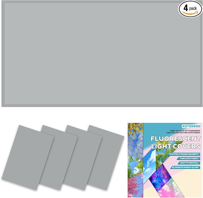 4 Pcs Fluorescent Light Covers for Ceiling Lights, 2x4 Feet Magnetic Cover for by Unknown