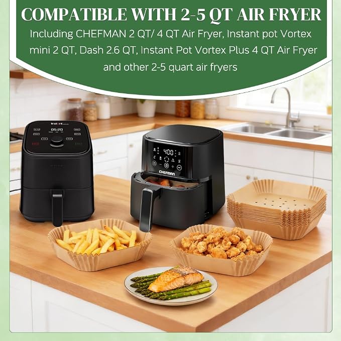 BYKITCHEN 300PCS Small Perforated Disposable Air Fryer Liners - Image 6