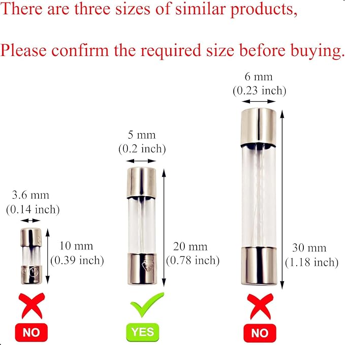 SIXQJZML 10 Pack F5AL Fast-Blow Fuse 5A Max 5 amp 125V Glass Fuses 0.2 x 0.78 - Image 3