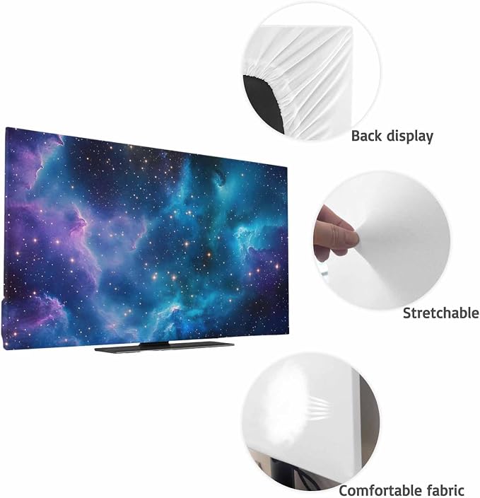 Gradient Purple Black Starry Sky Indoor TV Cover, Elastic TV Screen Protector - Image 7