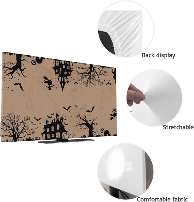 Halloween Flying Witch Indoor TV Cover, Elastic TV Screen Protector Vintage - Image 7