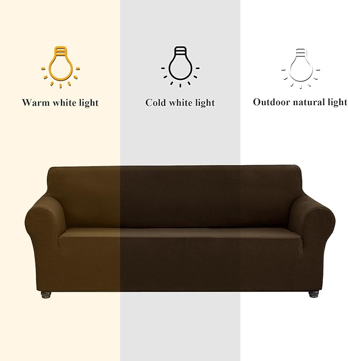 Joccun Stretch Couch Cover Slipcovers, 1-Piece Sofa Covers for 3 Cushion Couch Spandex Jacquard Washable Furniture Protector Cover for Living Room,Kids,Pets(Sofa,Seal Brown)