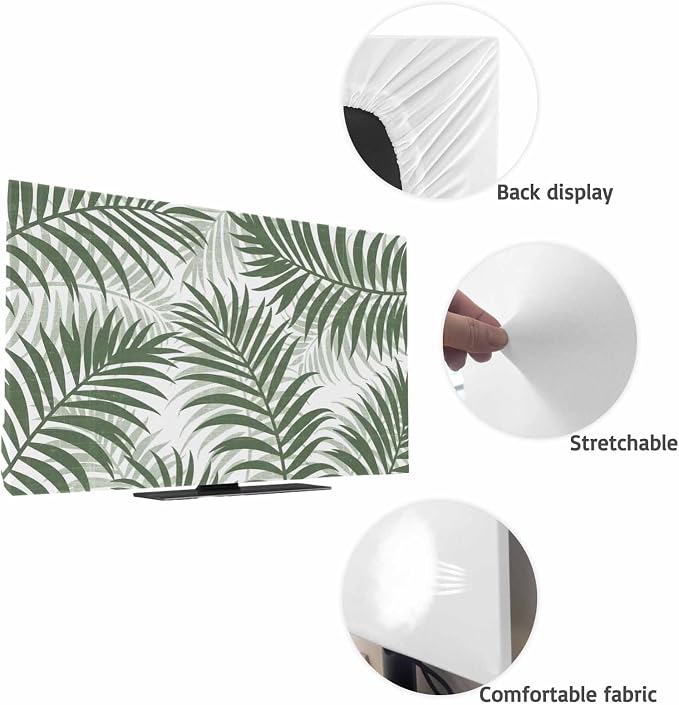 Palm Leaf Summer Forest Indoor TV Cover, Elastic TV Screen Protector Green - Image 7