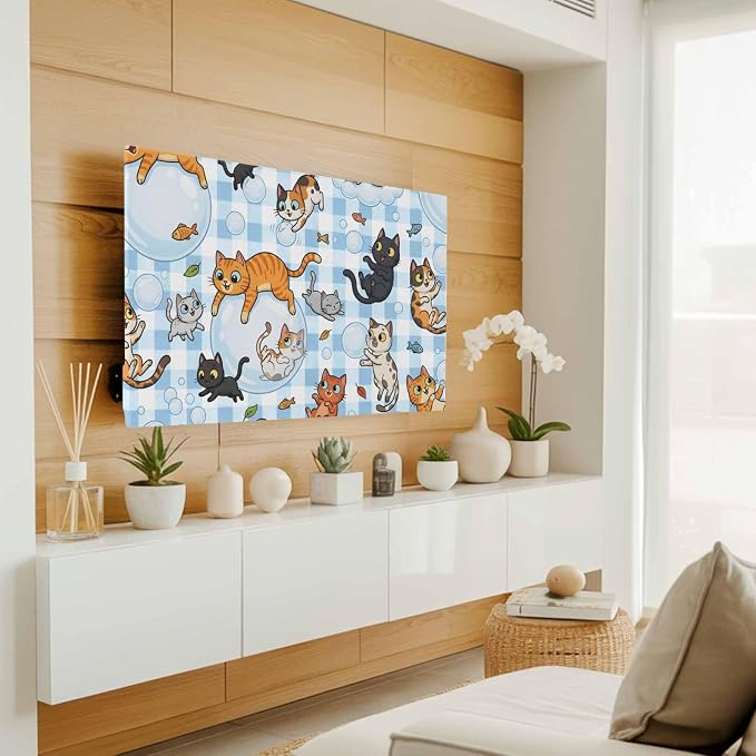 Cartoon Lovely Pets Fish Bubbles Indoor TV Cover, Elastic TV Screen Protector - Image 2