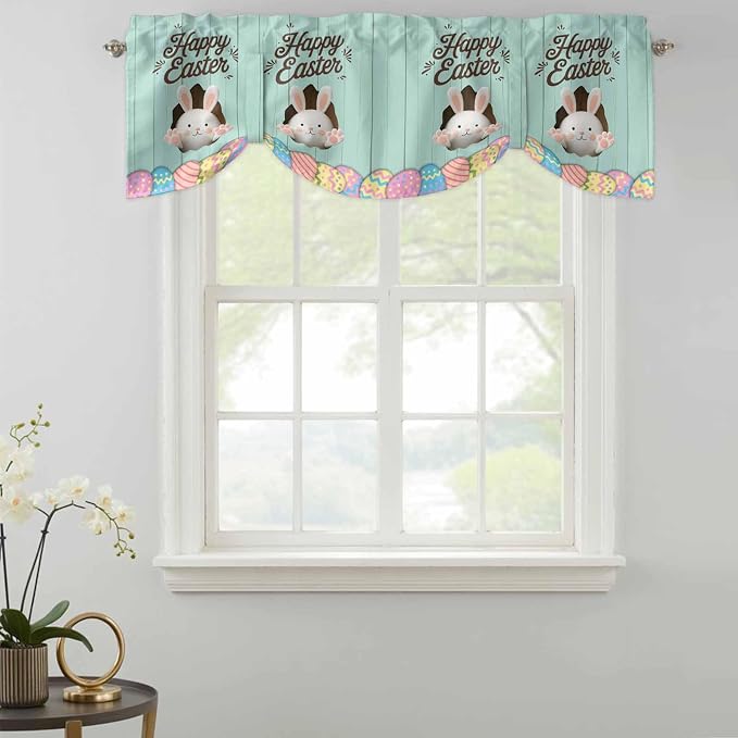 Green Easter Tie Up Valance Curtains - Image 2