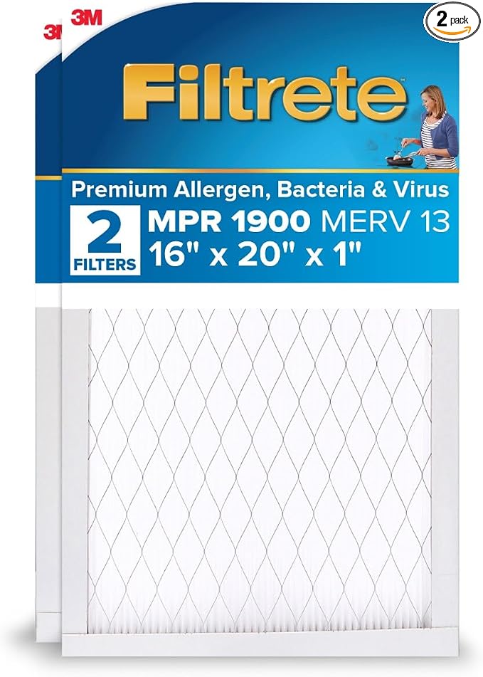 Filtrete 16x20x1 AC Furnace Air Filter, MERV 13, MPR 1900, Premium Allergen by Filtrete