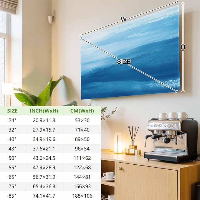 Abstract Blue Gradient Style Indoor TV Cover, Elastic TV Screen Protector - Image 3